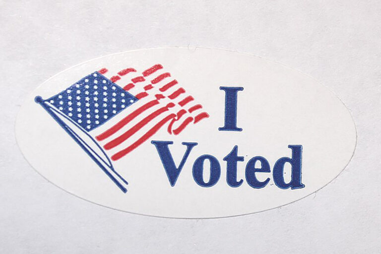 An "I Voted" sticker. Credit: Dwight Burdette via Wikimedia Commons.