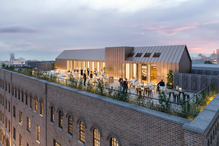 Rendering of rooftop of William Ulmer Brewery.