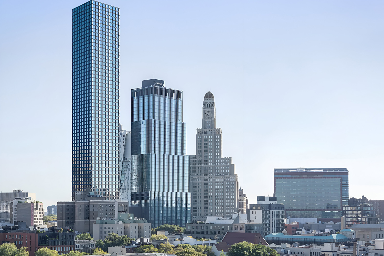 Rendering of faraway skyscraper in downtown Brooklyn.